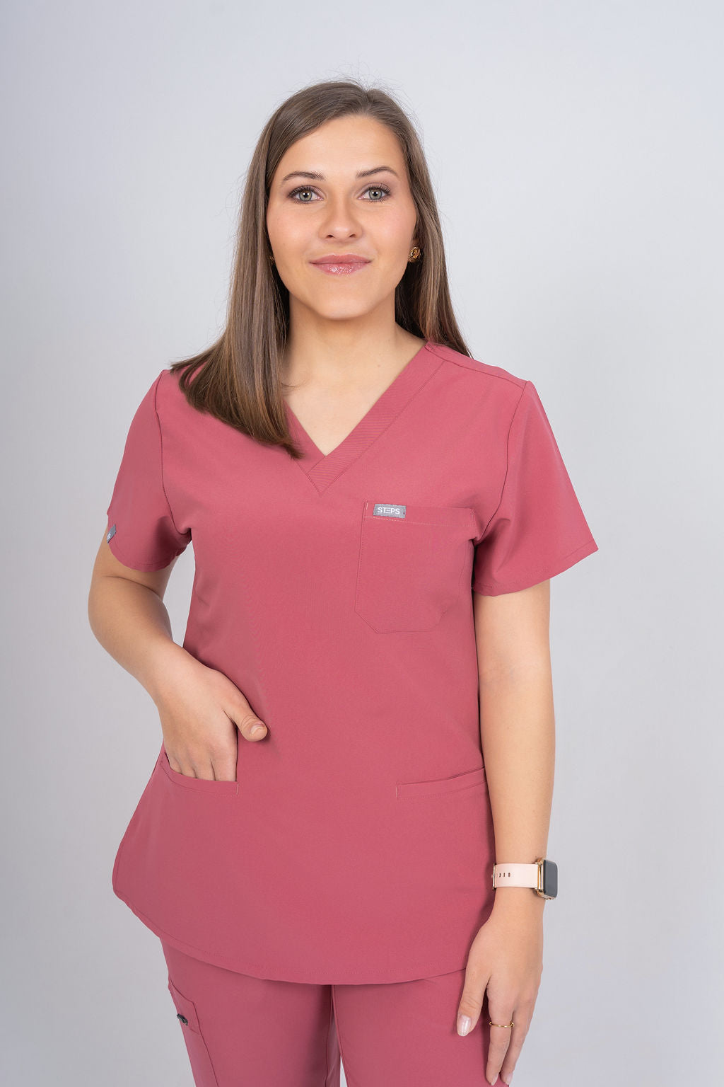 Mauvewood Amara Three-Pocket Scrub Top and Lara Jogger Set