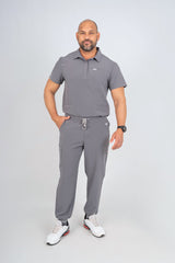 Slate Grey Matteo Three-Pocket Scrub Top and Neo Jogger Set