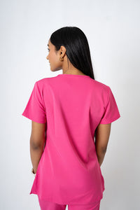 Fuschia EARTHx Ella Three-Pocket Scrub Top and Eva Jogger Set