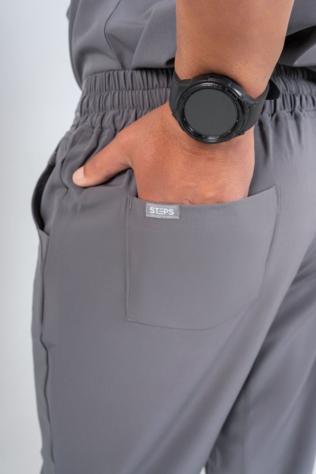 Slate Grey Matteo Three-Pocket Scrub Top and Neo Jogger Set