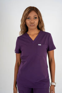 Essential Jane One-Pocket Scrub Top - Purple Jam