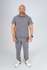 Slate Grey Matteo Three-Pocket Scrub Top and Neo Jogger Set