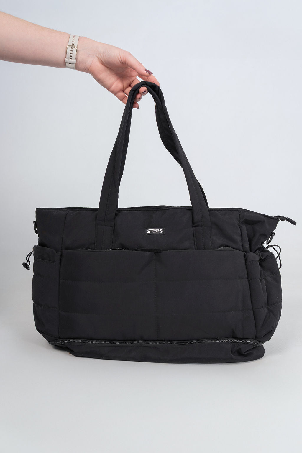 Quilted Tote Bag - Black