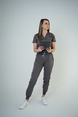 Carbon Ella Three-Pocket Scrub Top and Eva Jogger Set