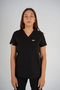Essential Jane One-Pocket Scrub Top - Black
