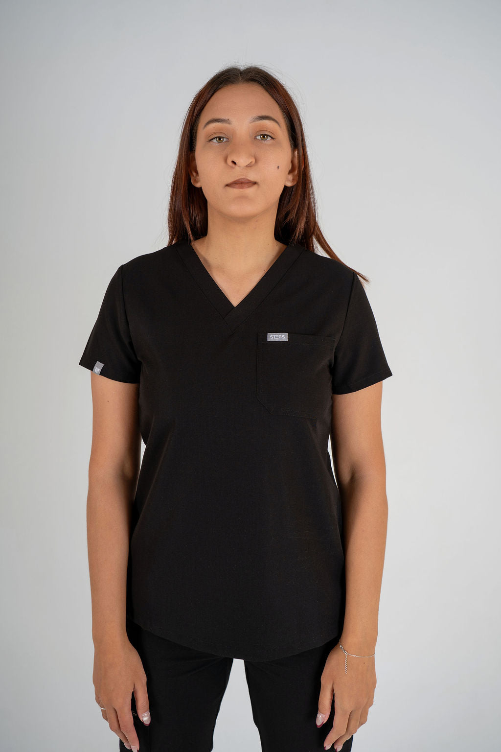 Essential Jane One-Pocket Scrub Top - Black