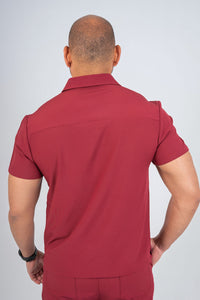 Maroon Matteo Three-Pocket Scrub Top and Neo Jogger Set