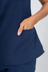 Navy Amara Three-Pocket Scrub Top and Lara Jogger Set