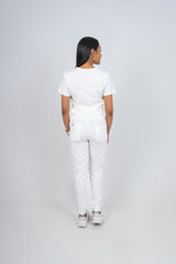 Arctic White Amara Three-Pocket Scrub Top and Lara Jogger Set