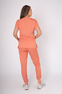 Coral Ella Three-Pocket Scrub Top and Eva Jogger Set