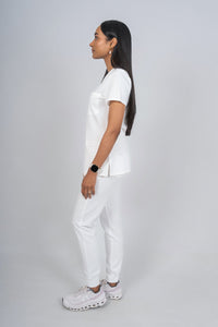Arctic White Amara Three-Pocket Scrub Top and Lara Jogger Set