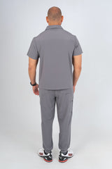 Slate Grey Matteo Three-Pocket Scrub Top and Neo Jogger Set
