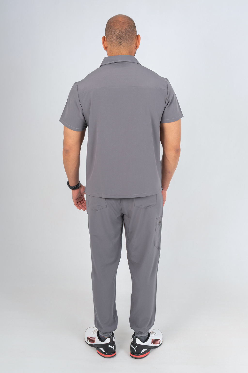 Slate Grey Matteo Three-Pocket Scrub Top and Neo Jogger Set
