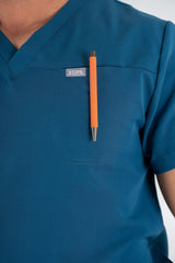 Essential Jack One-Pocket Scrub Top - Carribean Blue
