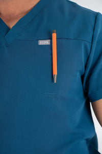 Essential Jack One-Pocket Scrub Top - Carribean Blue