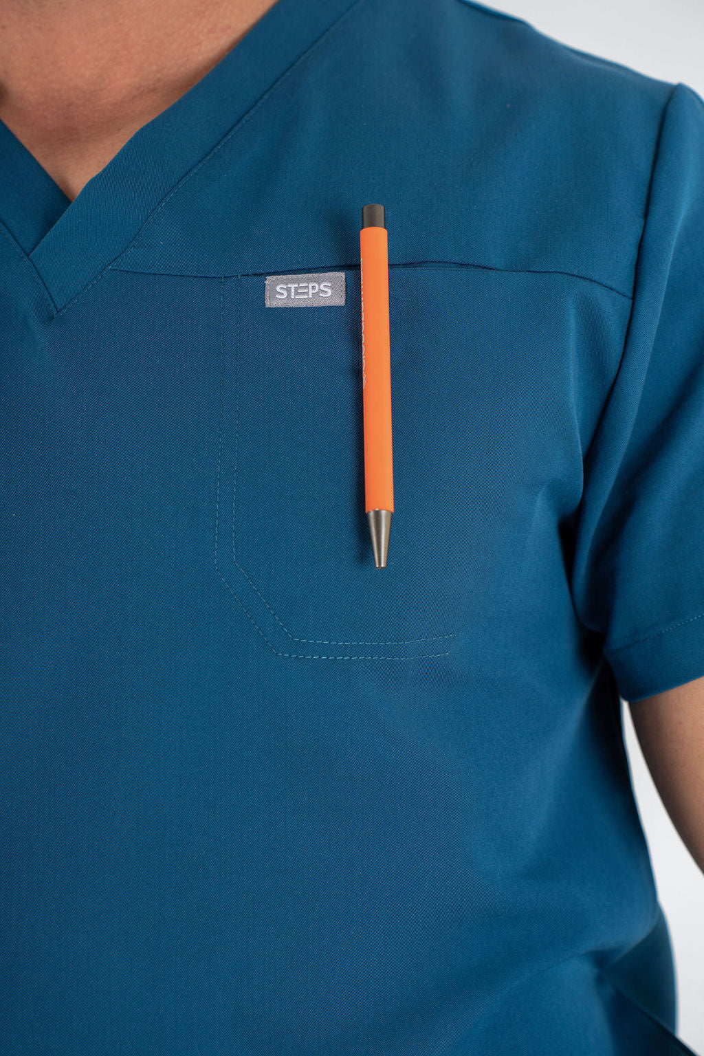 Essential Jack One-Pocket Scrub Top - Carribean Blue