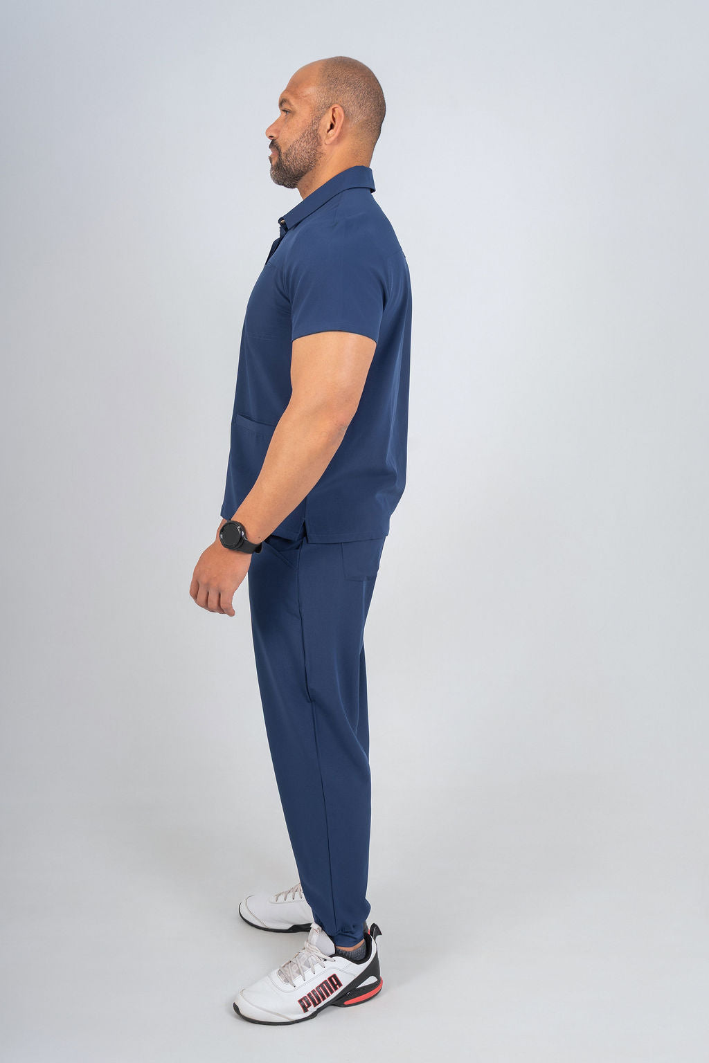 Navy Matteo Three-Pocket Scrub Top and Neo Jogger Set