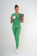 Moss Ella Three-Pocket Scrub Top and Eva Jogger Set