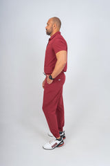 Maroon Matteo Three-Pocket Scrub Top and Neo Jogger Set