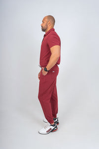 Maroon Matteo Three-Pocket Scrub Top and Neo Jogger Set
