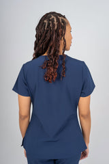 Navy Amara Three-Pocket Scrub Top and Lara Jogger Set