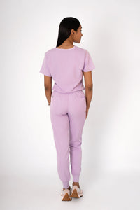 Lavender Haze Ella Three-Pocket Scrub Top and Eva Jogger Set