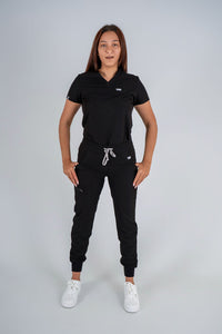 Essential Ava Jogger Scrub Pants - Black