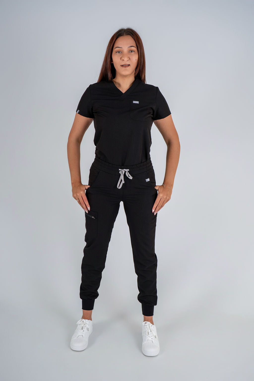 Essential Ava Jogger Scrub Pants - Black