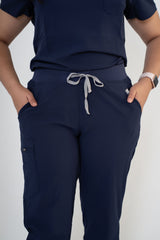 Midnight Navy Ella Three-Pocket Scrub Top and Eva Jogger Set
