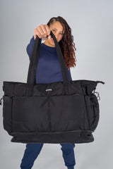 Quilted Tote Bag - Black