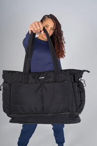 Quilted Tote Bag - Black