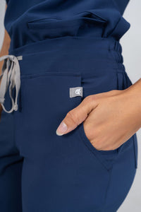 Navy Amara Three-Pocket Scrub Top and Lara Jogger Set