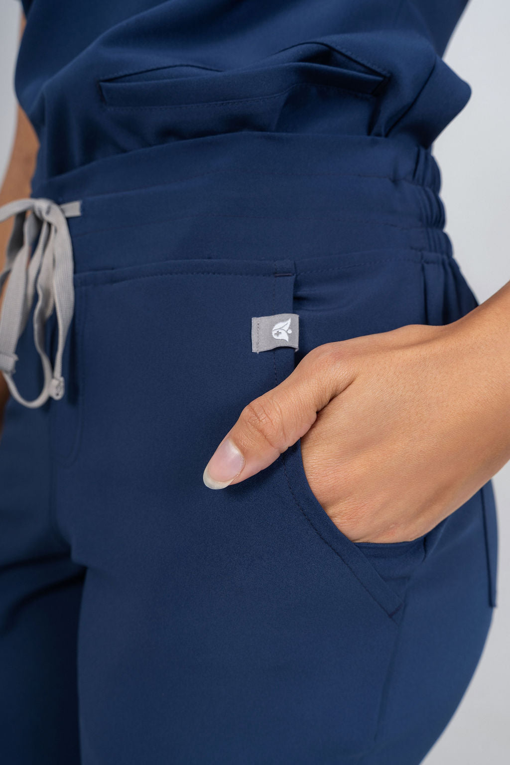 Navy Amara Three-Pocket Scrub Top and Lara Jogger Set