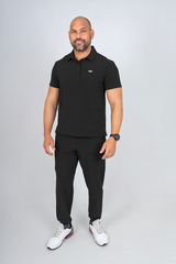 Black Matteo Three-Pocket Scrub Top and Neo Jogger Set