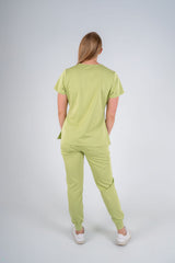 Amara Three-Pocket Scrub Top and Lara Jogger Set - Matcha