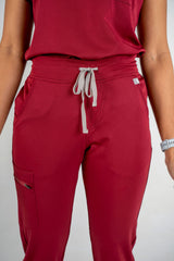 Amara Three-Pocket Scrub Top and Lara Jogger Set - Maroon