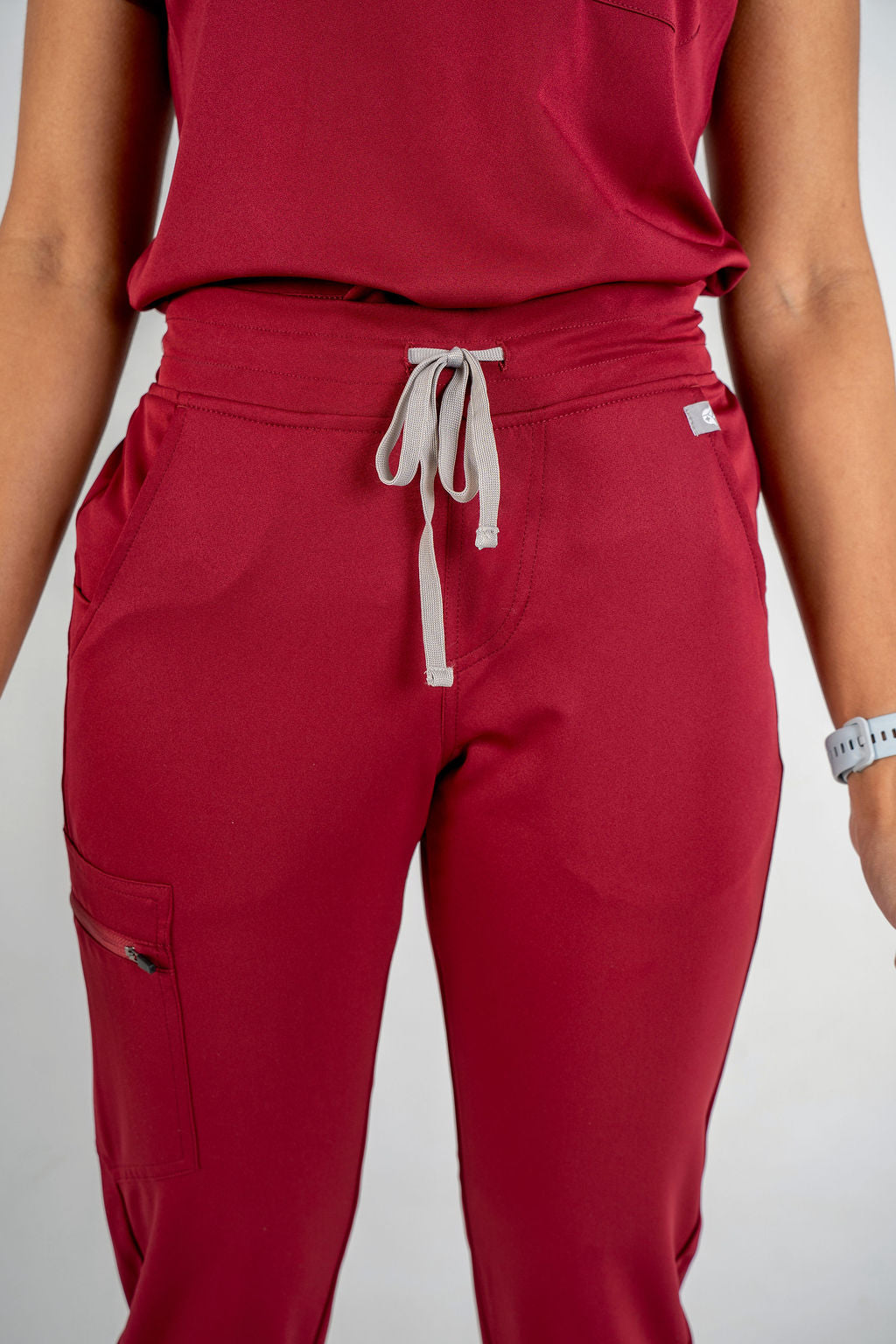 Amara Three-Pocket Scrub Top and Lara Jogger Set - Maroon