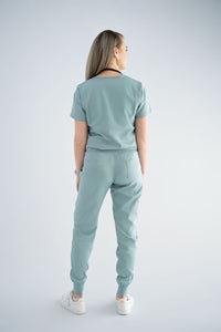 Ocean Mist Ella Three-Pocket Scrub Top and Eva Jogger Set