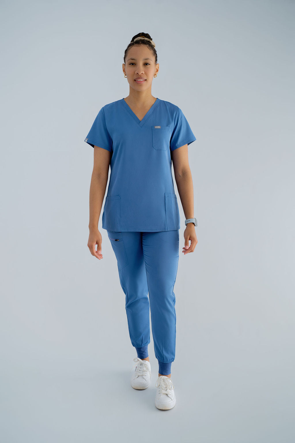 Ozone Ella Three-Pocket Scrub Top and Eva Jogger Set