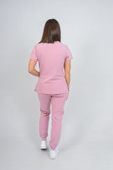 Pastel Pink Amara Three-Pocket Scrub Top and Lara Jogger Set