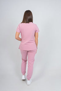 Pastel Pink Amara Three-Pocket Scrub Top and Lara Jogger Set