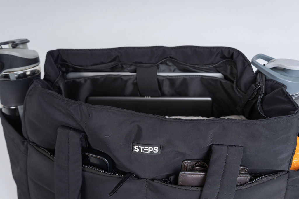 Quilted Tote Bag - Black – STEPS
