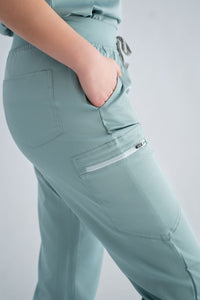 Ocean Mist Ella Three-Pocket Scrub Top and Eva Jogger Set