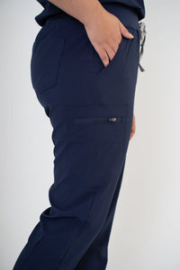 Midnight Navy Ella Three-Pocket Scrub Top and Eva Jogger Set