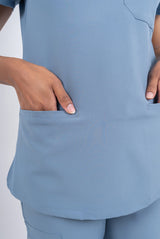 Steel Blue Amara Three-Pocket Scrub Top and Lara Jogger Set