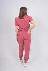 Mauvewood Amara Three-Pocket Scrub Top and Lara Jogger Set