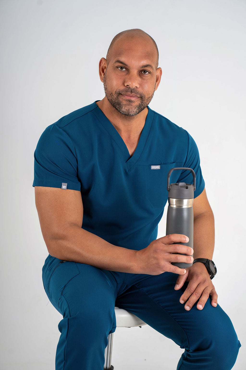 Essential Jack One-Pocket Scrub Top - Carribean Blue