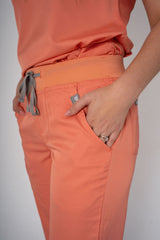 Coral Ella Three-Pocket Scrub Top and Eva Jogger Set