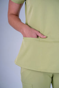 Amara Three-Pocket Scrub Top and Lara Jogger Set - Matcha