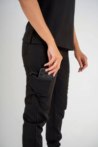 Essential Ava Jogger Scrub Pants - Black